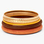 Gold Burnished Wood Bangle Bracelets - Brown, 5 Pack,