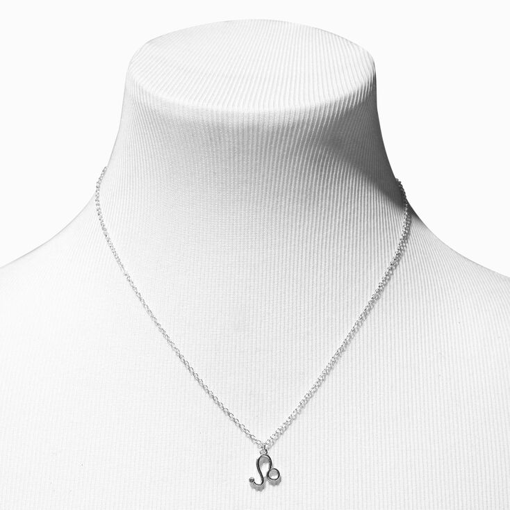 Silver Zodiac Embellished Pendant Necklace - Leo,