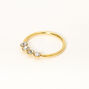 Gold Sterling Silver 22G Four Crystal Hoop Nose Ring,