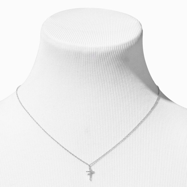 Laboratory Grown Diamond Cross Pendant Sterling Silver Necklace 0.06 ct. tw.,