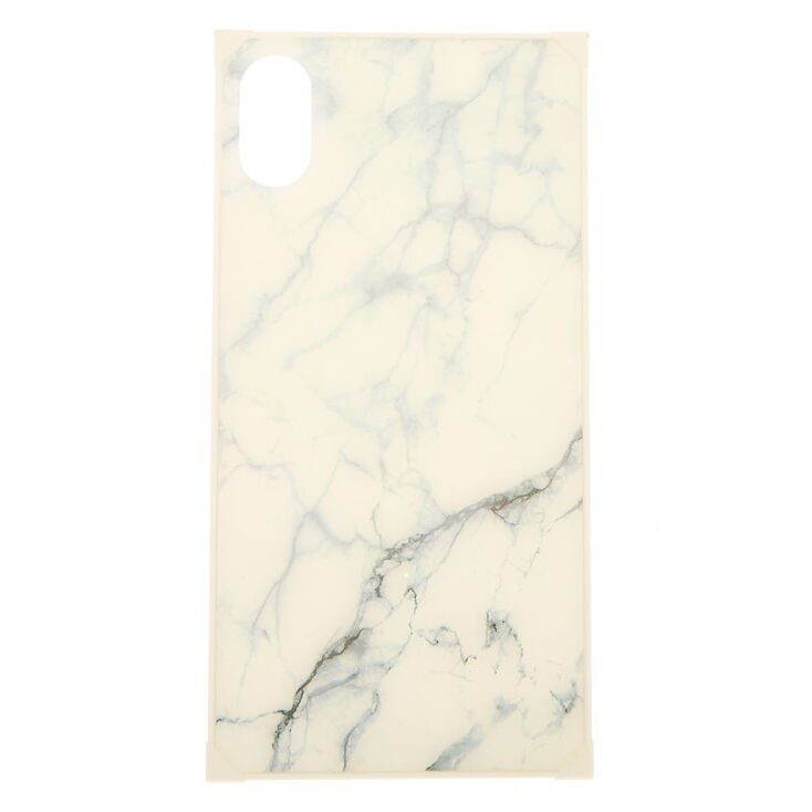 White Marble Square Phone Case - Fits iPhone XR,