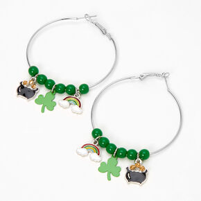 St. Patrick&#39;s Day Lucky Charms 50MM Hoop Earrings,