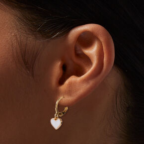 White Heart &amp; Crystal Earring Stackables Set - 3 Pack,