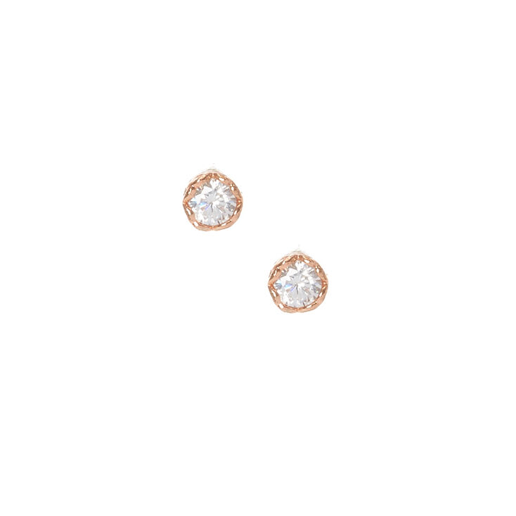 Mini Gold Plated Crystal Heart Rimmed Earrings,