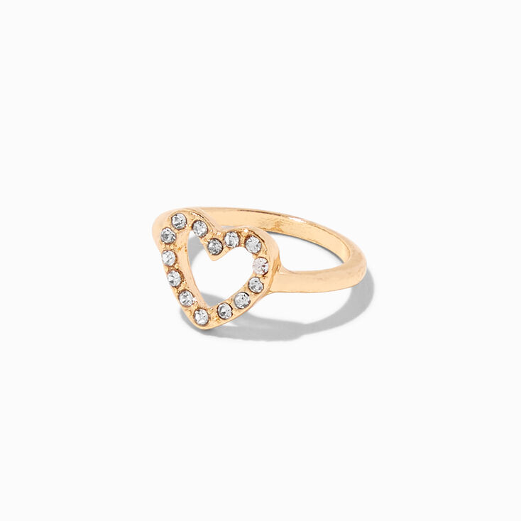 Gold Embellished Heart Cutout Midi Ring,