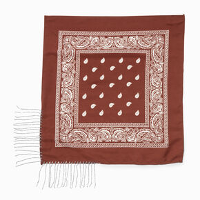 Brown Bandana Chain Fringe Head Scarf,