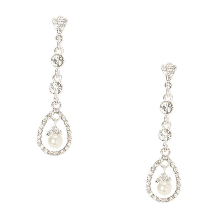 Crystal & Pearl Swing Drop Earrings,