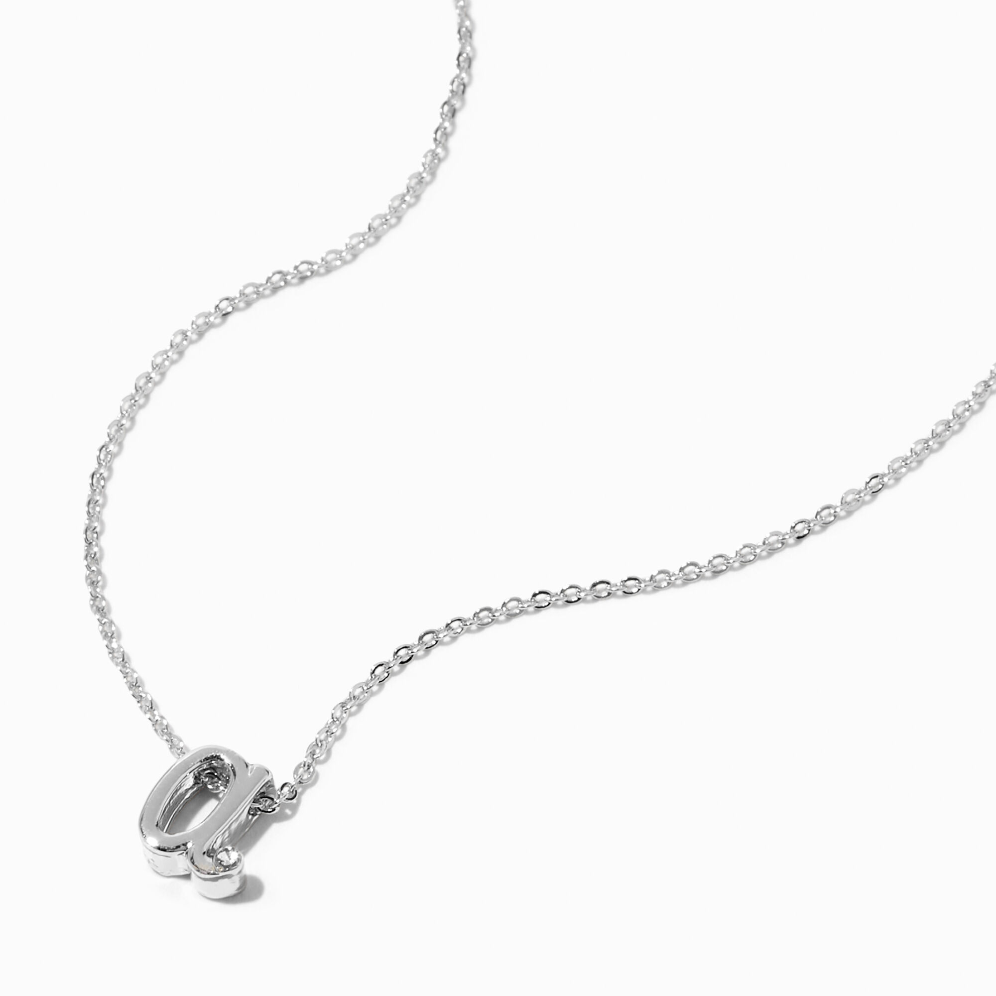 Silver Cursive Lowercase Initial Pendant Necklace A Icing US