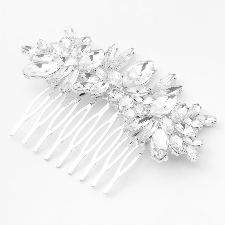 Silver Rhinestone Petal Hair Comb,