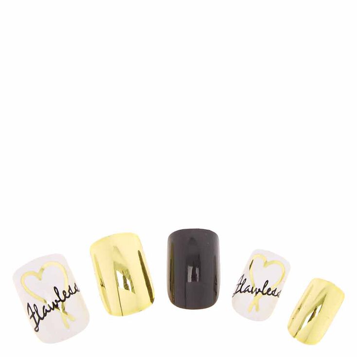 Flawless Gold & Black Instant Nails,