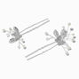 Silver-tone Crystal Butterfly &amp; Pearl Spray Hair Pins - 2 Pack,