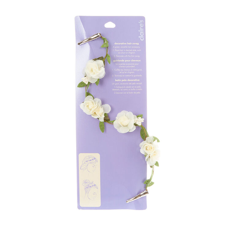 Ivory Flowers on a Vine Decorative Hair Swag,