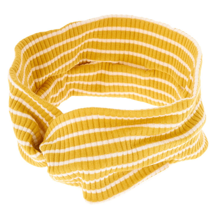 Rib Knit Stripe Headwrap - Mustard,