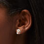 Gold Pearl Pink Flower Cluster Stud Earrings,