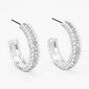 Silver 30MM Pearl Triple Hoop Earrings,