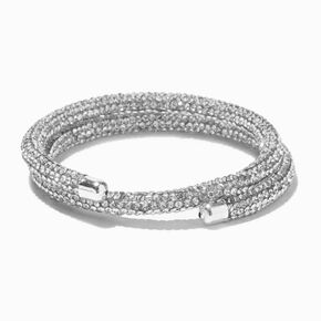 Silver-tone Pav&eacute; Crystal Coil Wrap Bracelet,