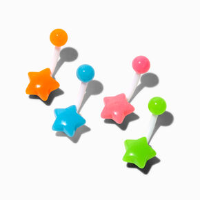 Neon Star Glow in the Dark Belly Rings - 4 Pack,