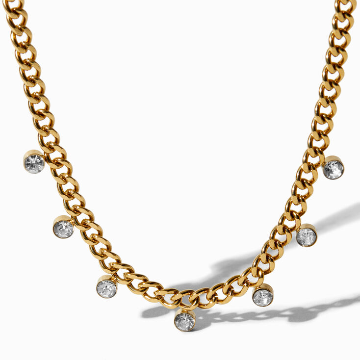Icing Select 18k Gold Plated Cubic Zirconia Confetti Curb Chain Necklace,
