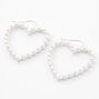 Silver 1.5&quot; Pearl Open Heart Drop Earrings,