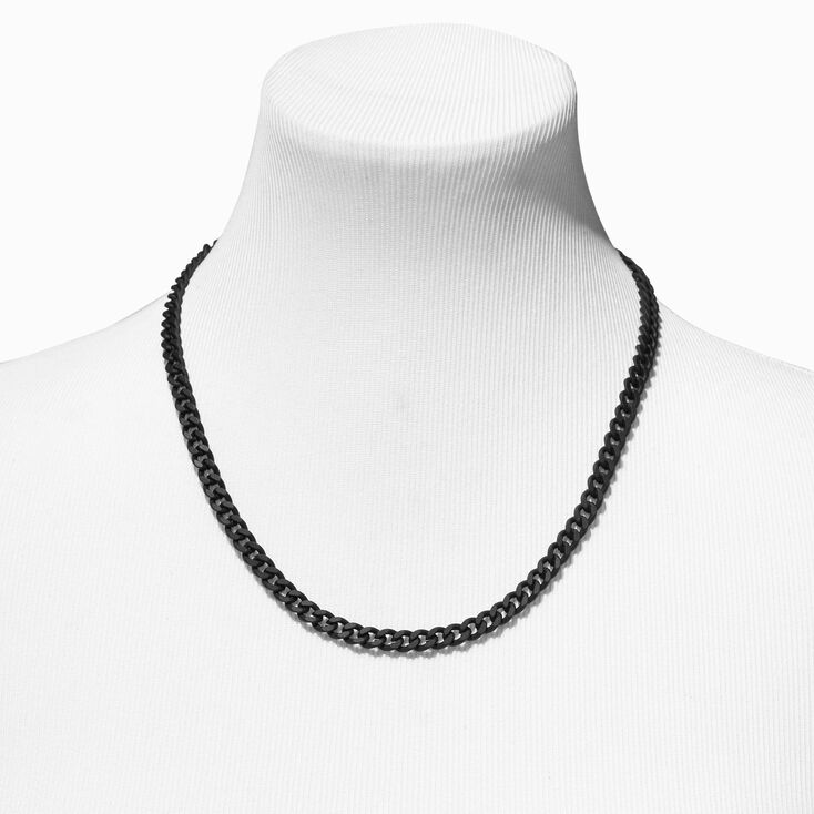 Black 3MM Curb Chain Necklace,