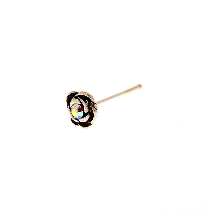 Sterling Silver 22G Rose Nose Stud,