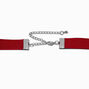 Red Satin Flower Choker Necklace ,