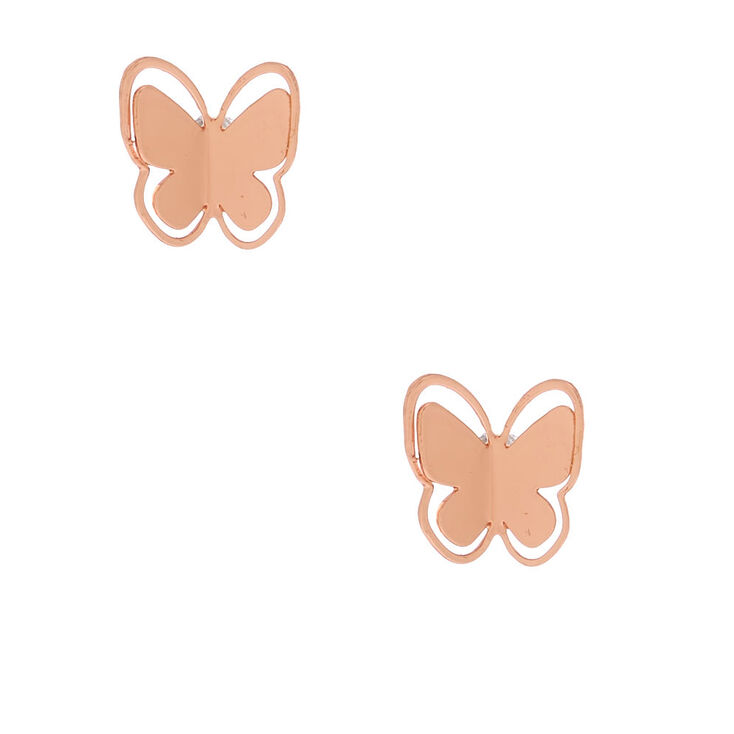 18kt Rose Gold Plated Butterfly Stud Earrings,