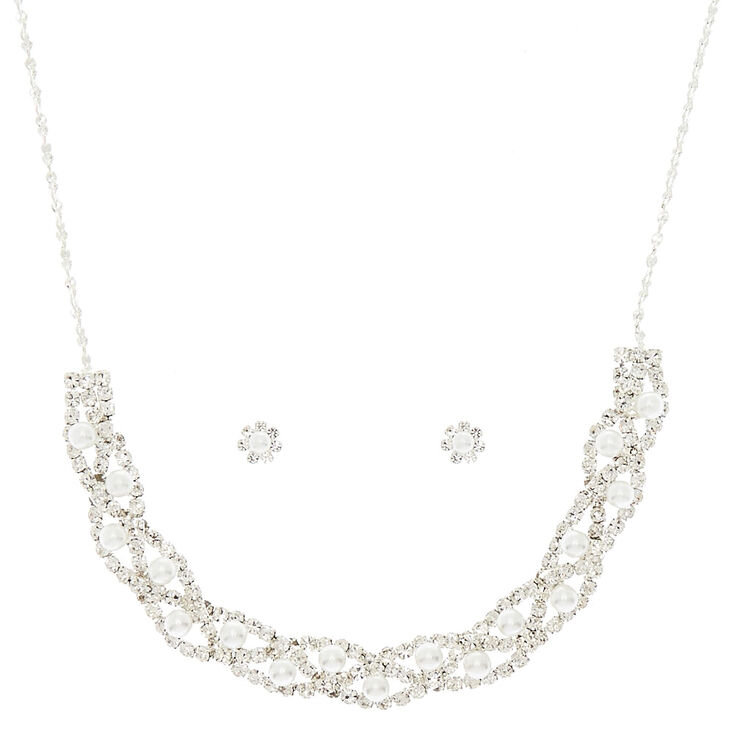 Silver Pearl Woven Jewelry Set - 2 Pack,
