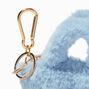 Blue Furry Mini Tote Bag Keychain,