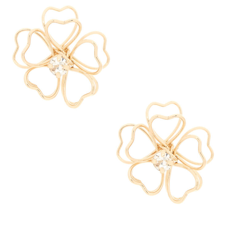 Gold-Tone Wire Flower Stud Earrings,