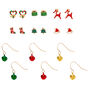 Gold Christmas Mixed Earrings - 9 Pack,
