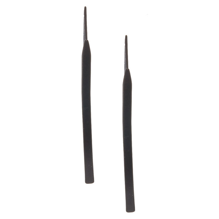 Black Tone Curved Bar Drop Earrings,