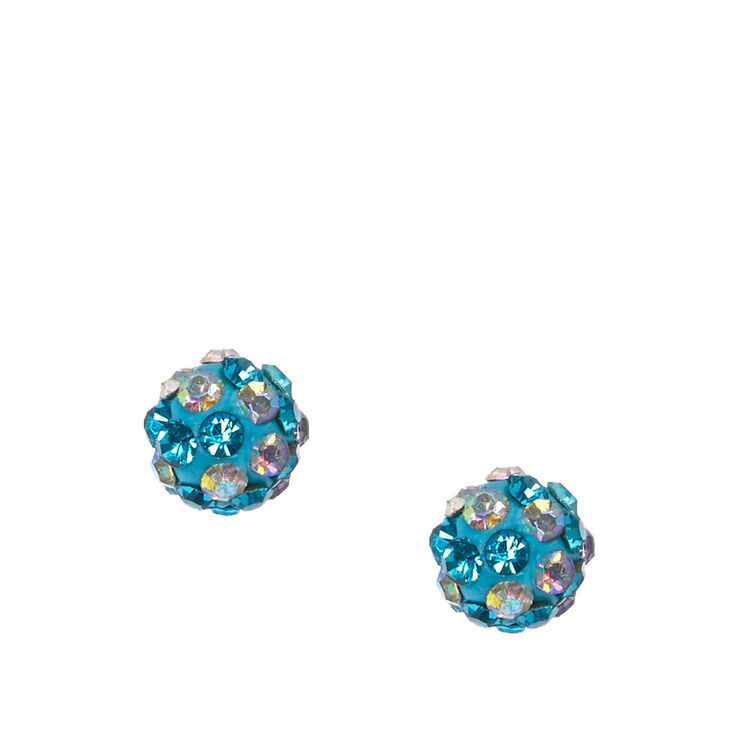 Two Tone Blue Fireball Stud Earrings,