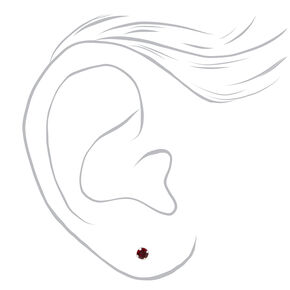 14kt White Gold 3mm January Garnet Crystal Ear Piercing Kit with Ear Care Solution,