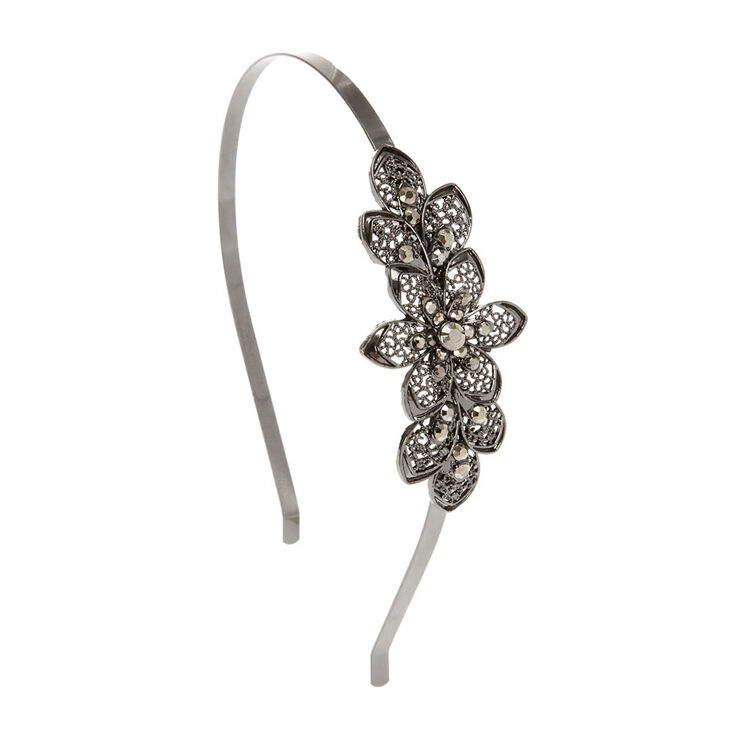 Hematite Filigree Flower Headband,