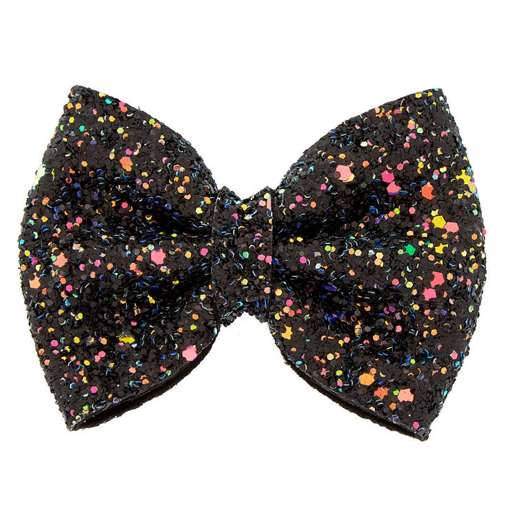 Cake Glitter Mini Hair Bow Clip - Black,