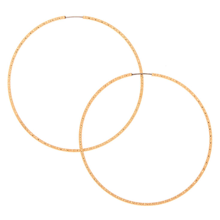 Gold 60MM Textured Hoop Earrings,