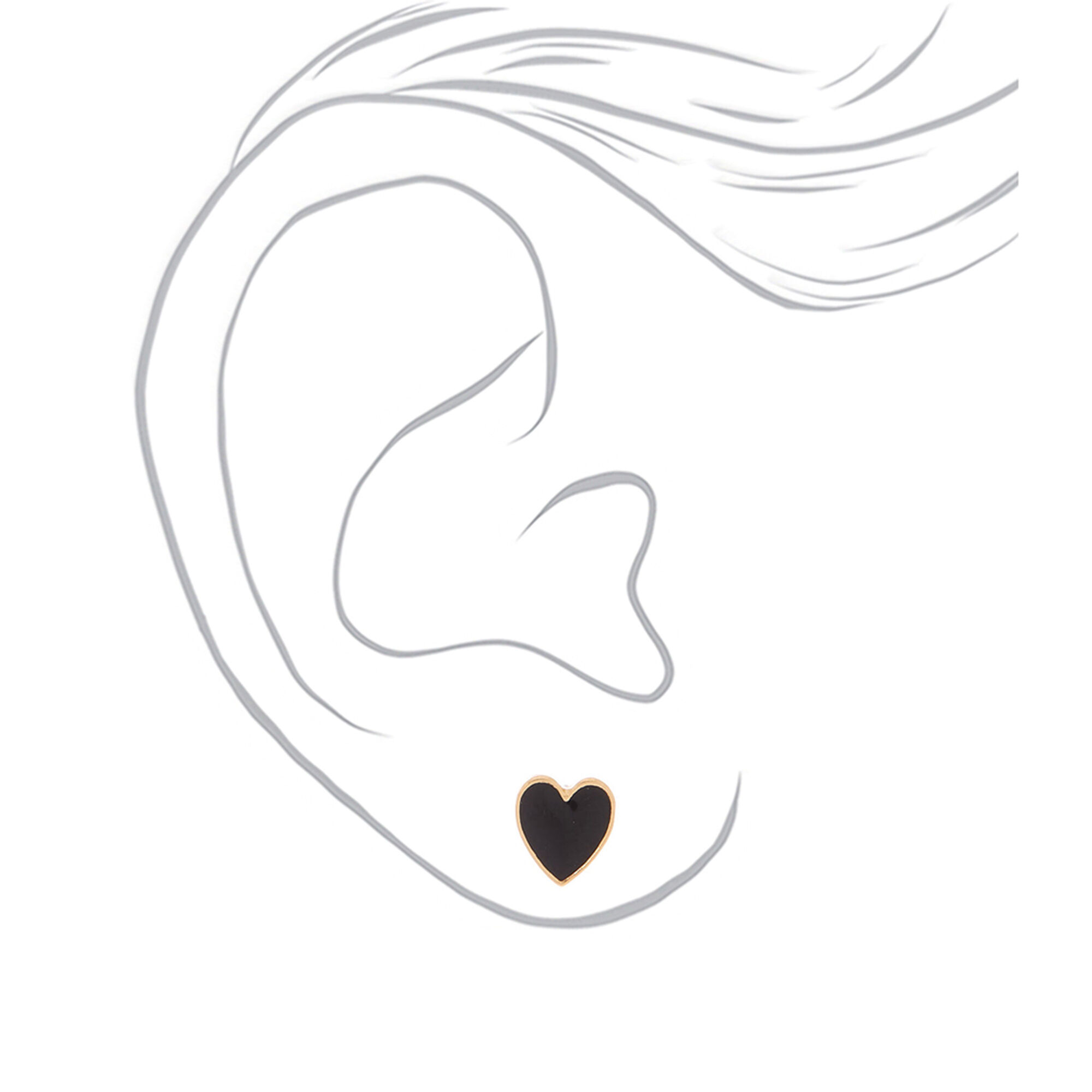 Gold Button Heart Stud Earrings 3 Pack