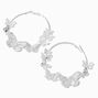 Silver 60MM Filigree Butterfly Hoop Earrings,