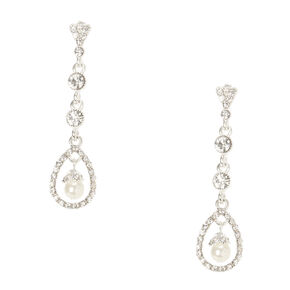 Crystal &amp; Pearl Swing Drop Earrings,