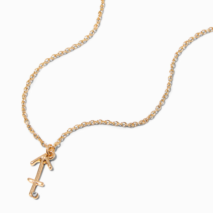 Gold Zodiac Symbol Pendant Necklace - Sagittarius,