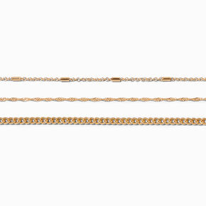 Icing Recycled Jewelry Gold-tone Mixed Chain Bracelets - 3 Pack,