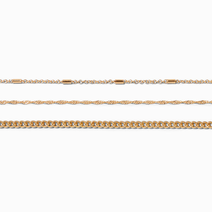 Icing Recycled Jewelry Gold-tone Mixed Chain Bracelets - 3 Pack,