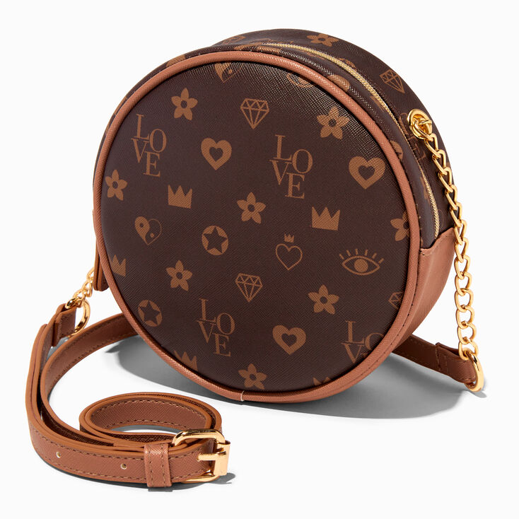 Brown Status Icons Round Crossbody Bag