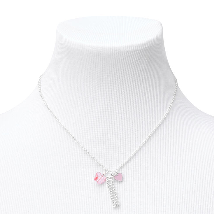 Silver Zodiac Charm Pendant Necklace - Aquarius,