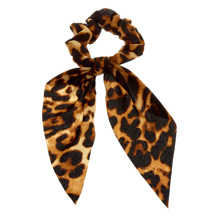 Leopard Scarf Hair Scrunchie - Brown,