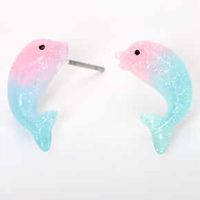 Sterling Silver Post Pastel Ombr&eacute; Dolphin Stud Earrings,