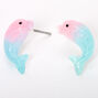 Sterling Silver Post Pastel Ombr&eacute; Dolphin Stud Earrings,