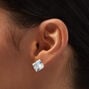 B&#39;Loved by Icing Sterling Silver Cubic Zirconia 10MM Square Stud Earrings,