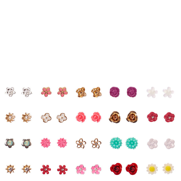 Tiny Flower Stud Earrings Set of 20,